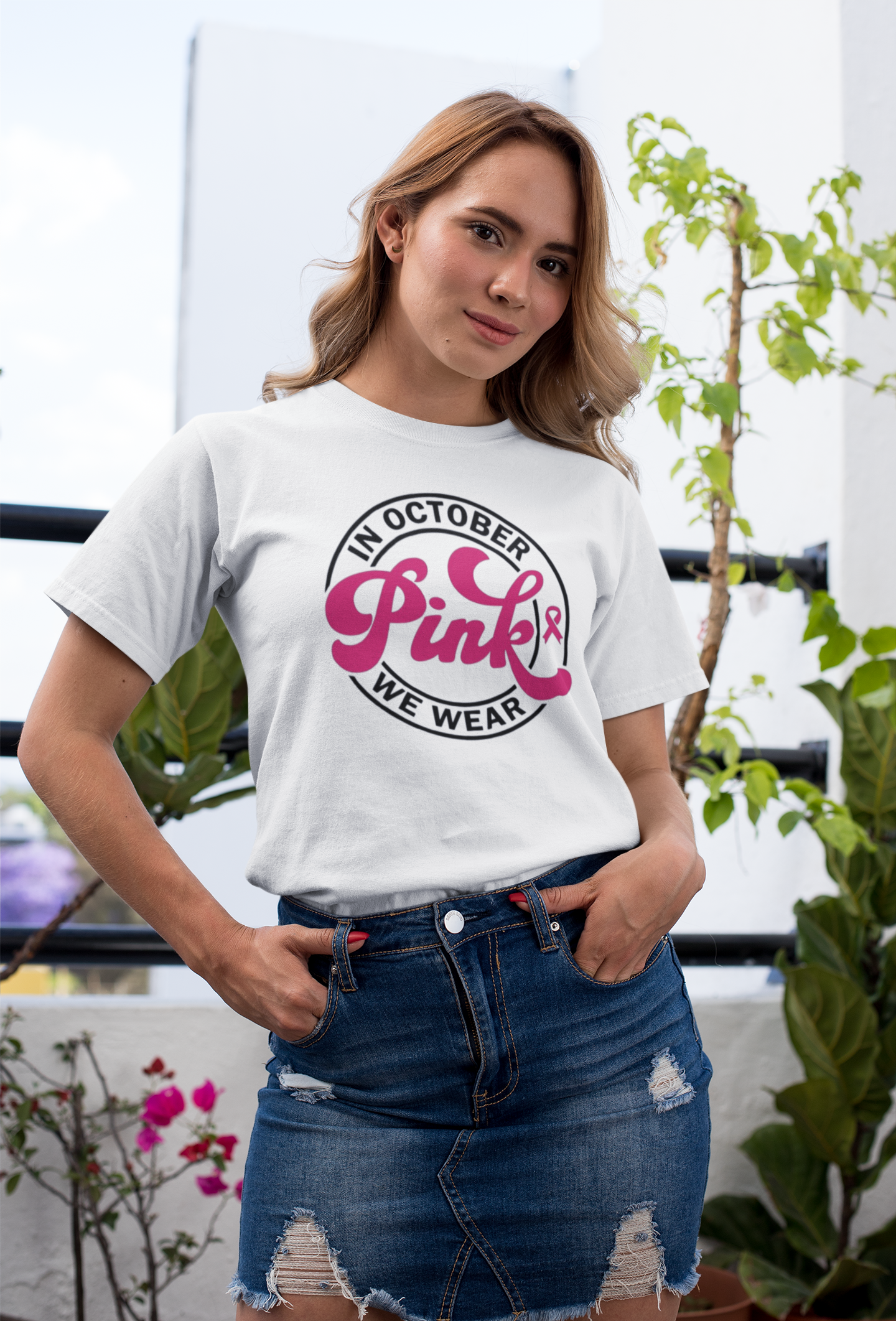 In October We Wear PINK T-Shirt - Breast Cancer Awareness